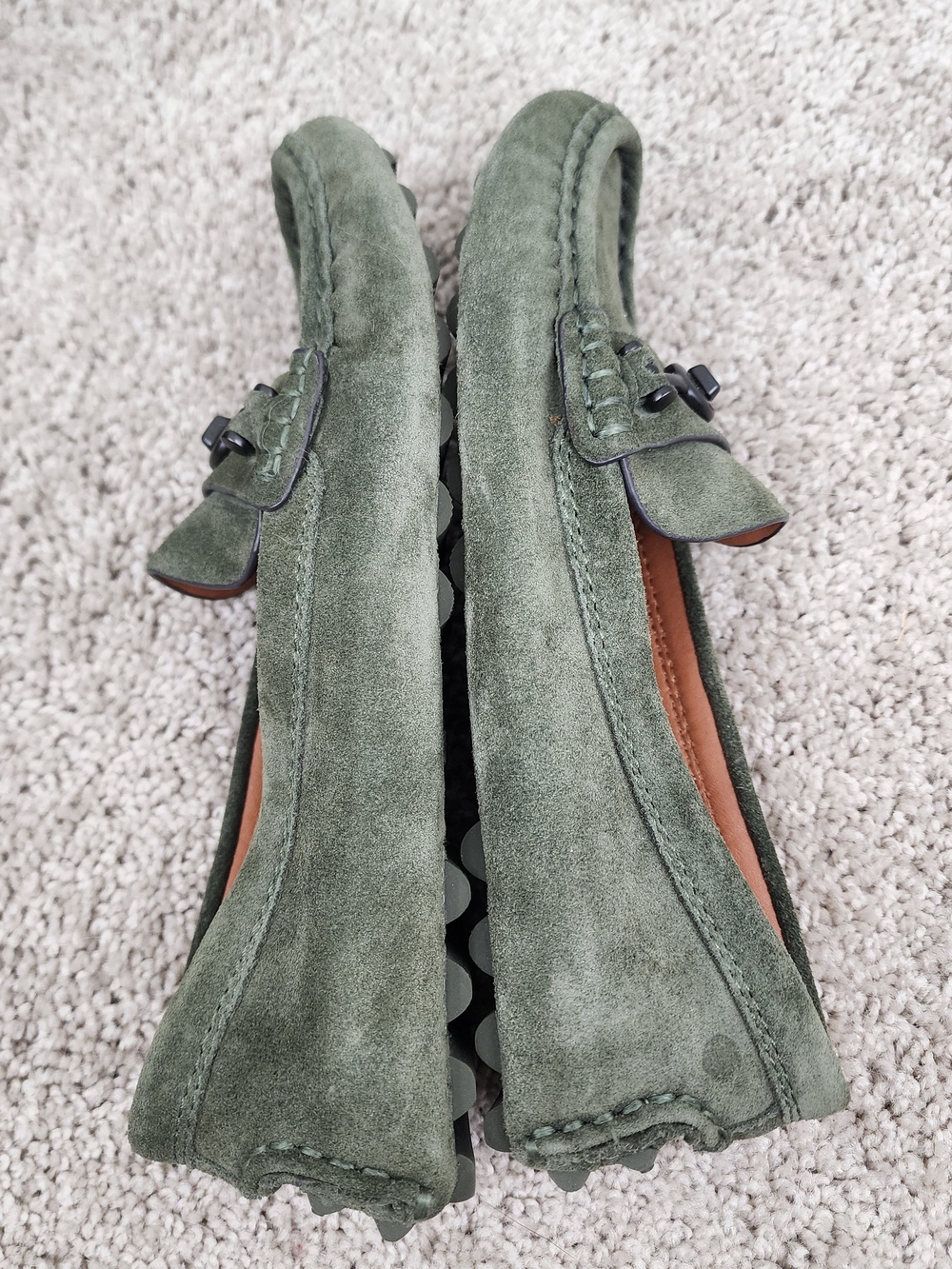 Coach Crosby Olive Green Bit Suede Driving Loafers NWOT - Picture 6 of 7